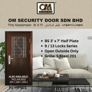 OM Security Door BS 3’x7′ Half Plate Series (9 Lock / 13 Lock) - Image 1