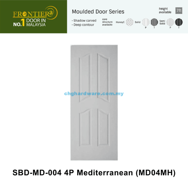 SBD-MD-004-4P-Mediterranean-MD04MH FRONTIERA MD004 Molded Door 4P Mediterranean